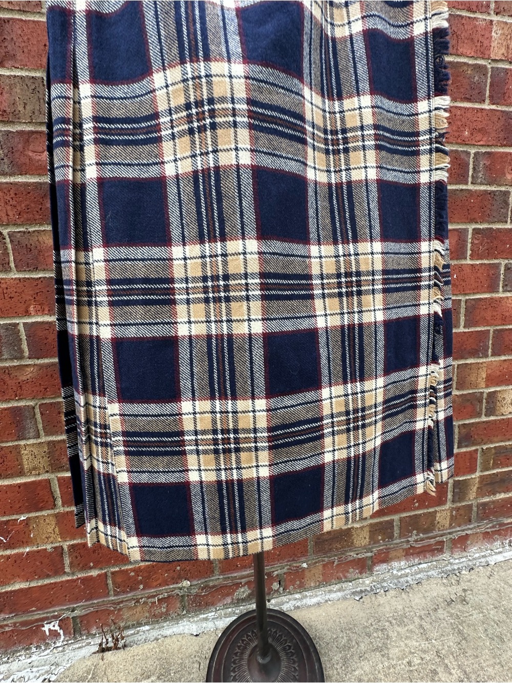 Pitlochry Knitwear Made In Scotland Pure New Wool Tartan Wrap Fringe Skirt Prep - Picture 15 of 16